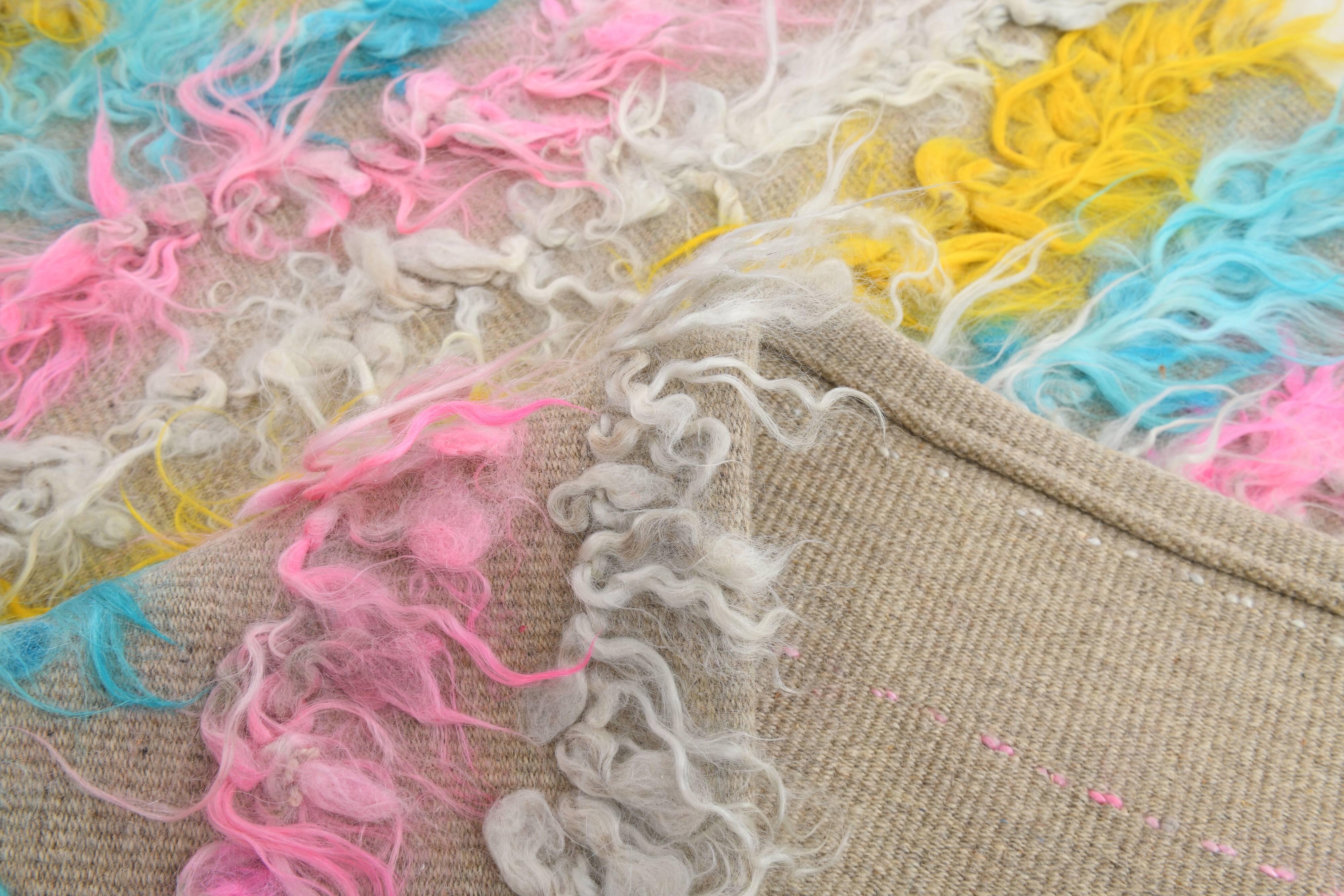 3x10 Pink & Blue Kilim Runner Rug, 94x294Cm