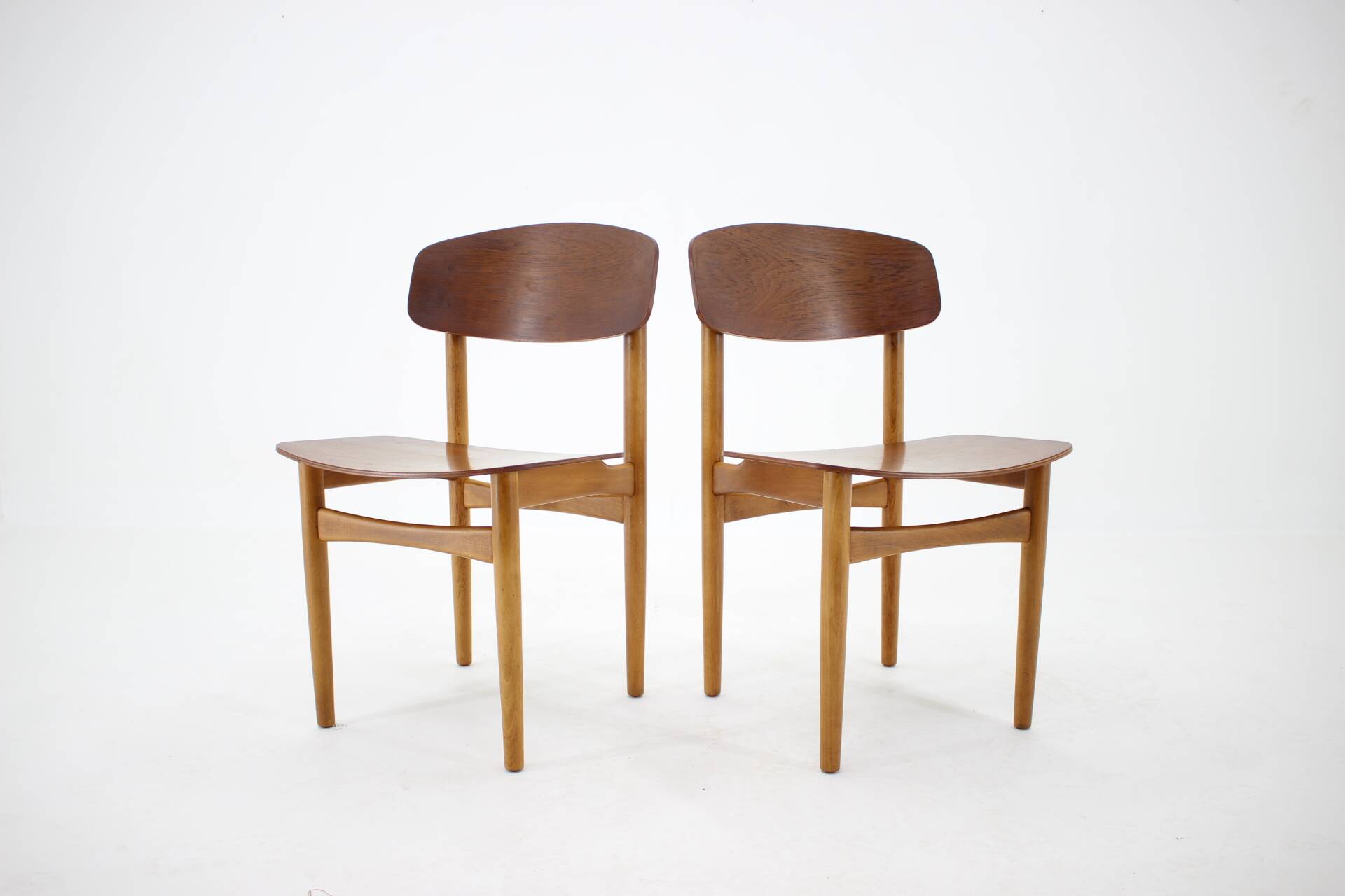 1960s Set of 6 Børge Mogensen Model 122 Oak and Teak Dining Chairs for Søborg Møbelfabric, Denmark