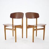 1960s Set of 6 Børge Mogensen Model 122 Oak and Teak Dining Chairs for Søborg Møbelfabric, Denmark