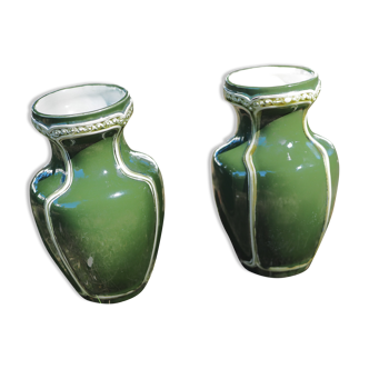 Pair of imperial green vase near jugendstil - De Bruyn, Lille-Fives - c. 1900
