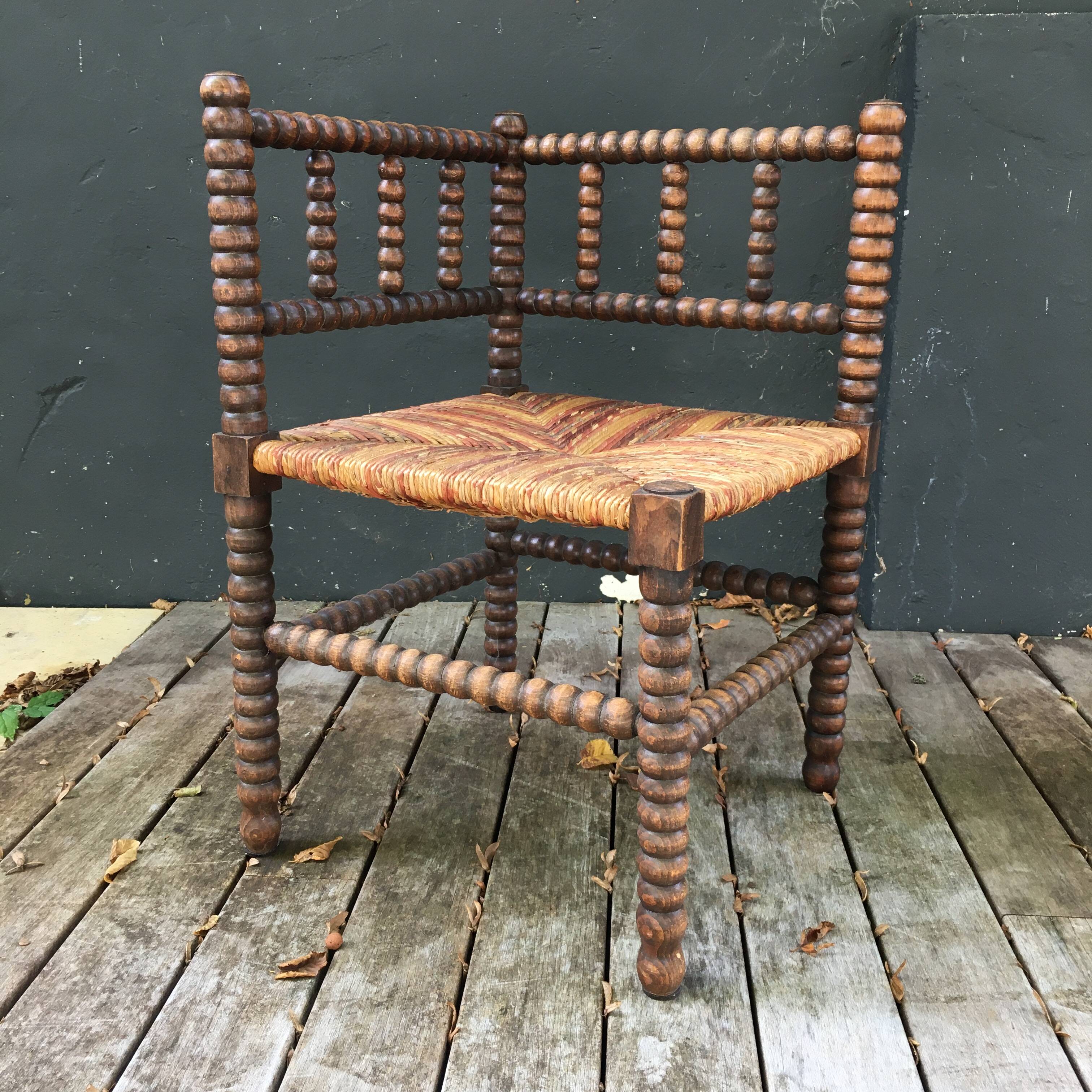 Pearl Turned Wood Corner Chair