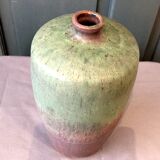Vase en céramique bi colore vert à violine