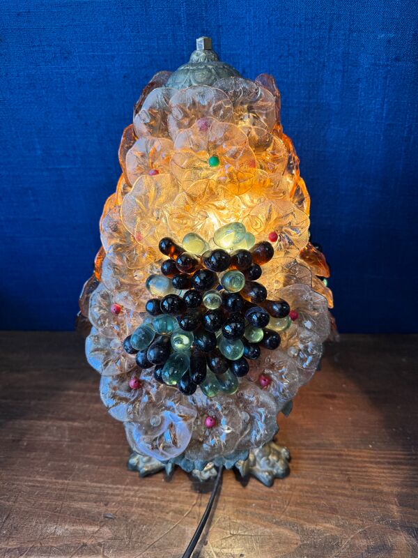 Lampe grappe Murano– bronze et verre – Art Déco