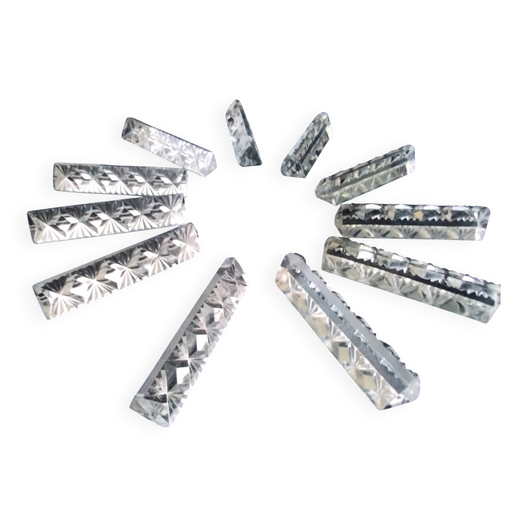 Set of 11 Hungarian Crystal knife rests, triangular shape