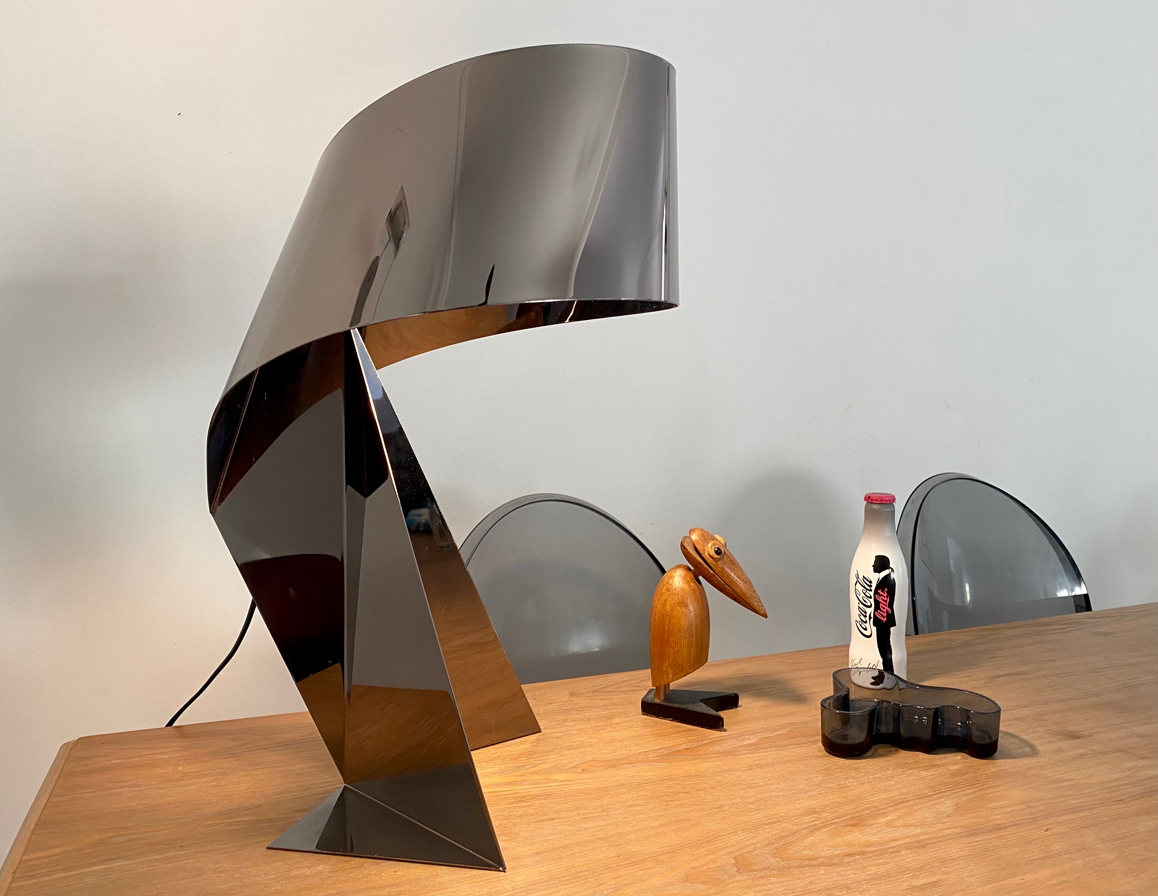 Ribbon Design Claire Norcross limited edition chrome brown table lamp