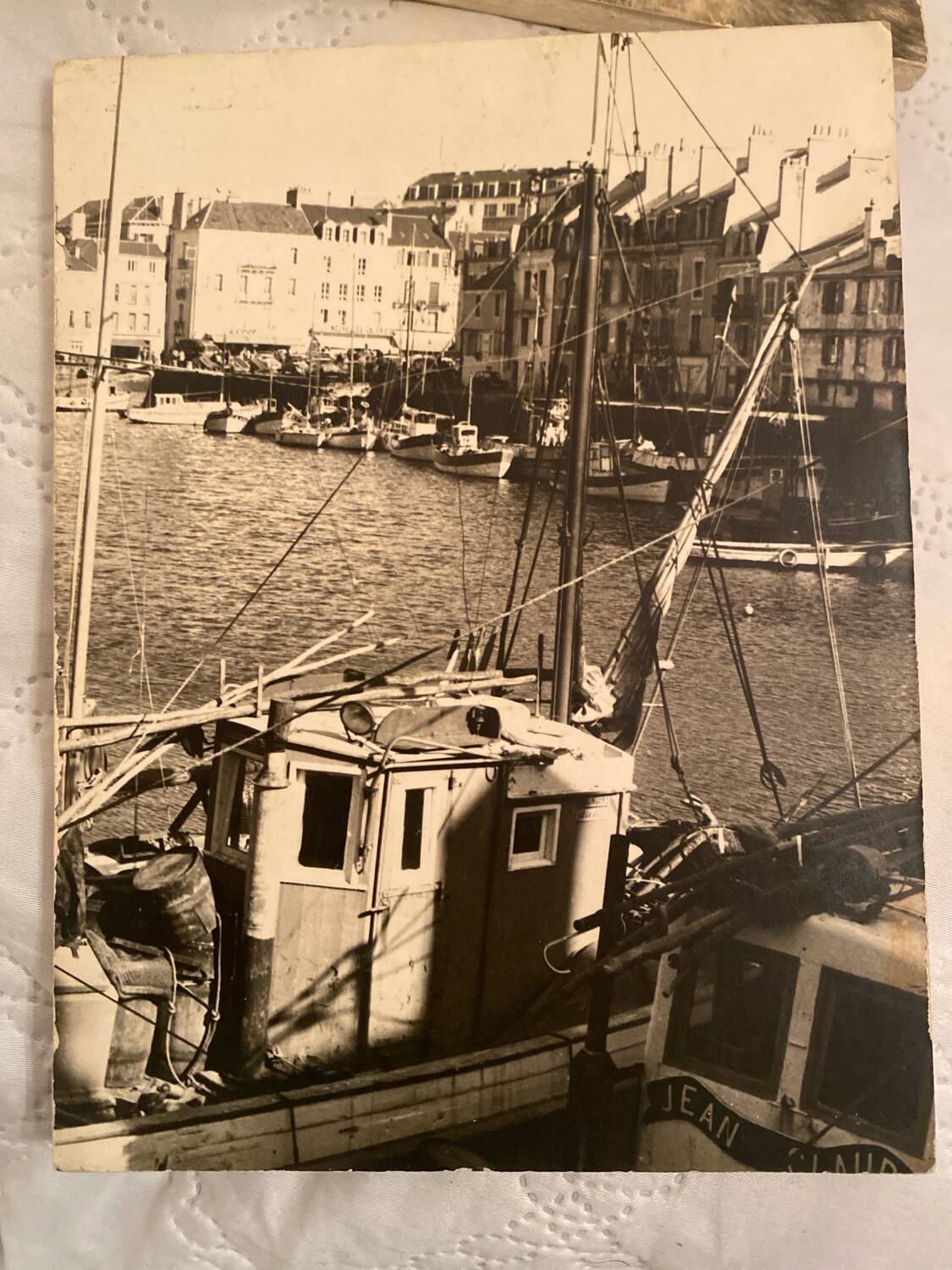 Duo of Vintage Photographs (1970s/1980s) on Panels – Fishing Trawler