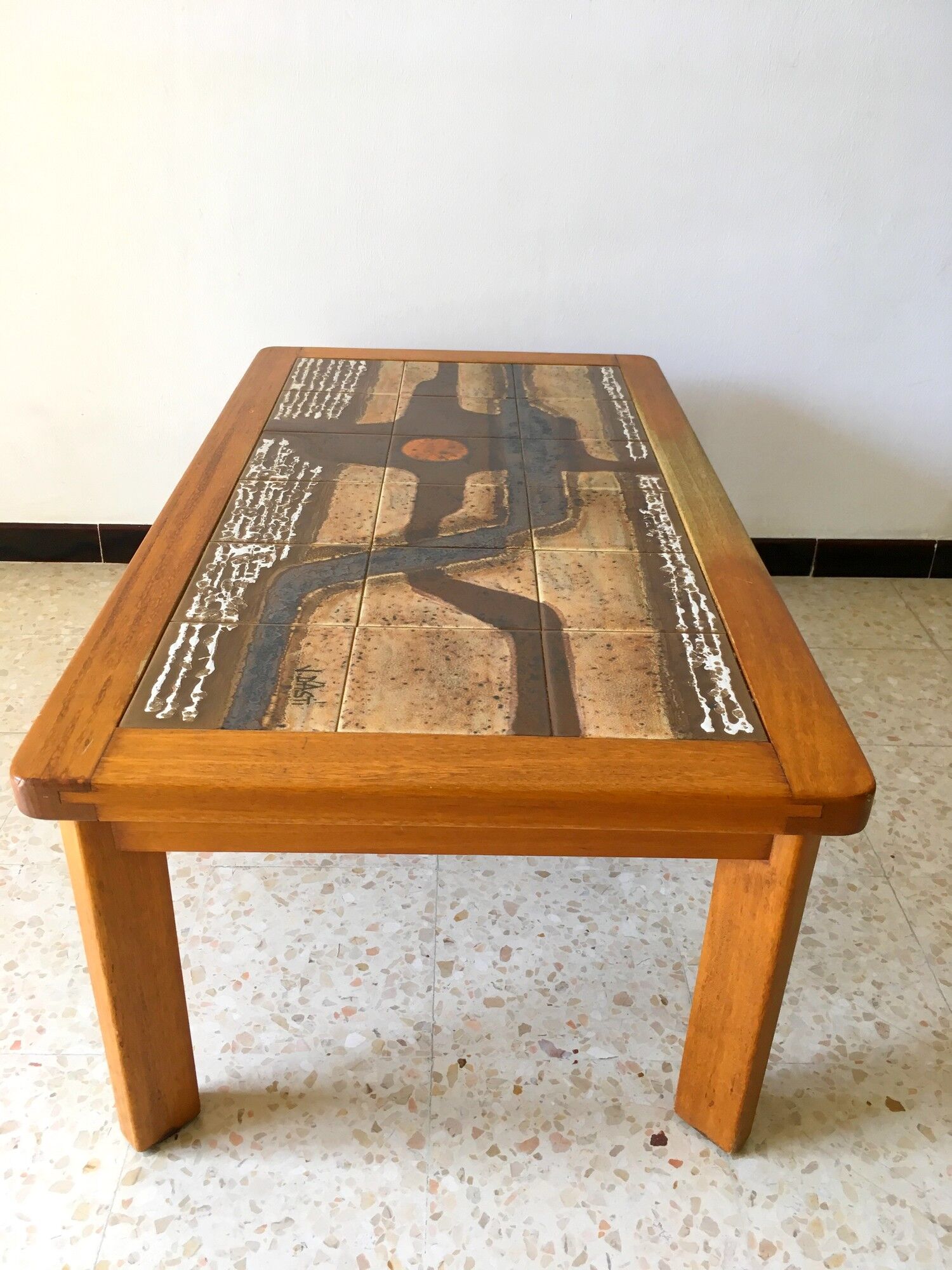 1960s vintage Vallauris ceramic coffee table