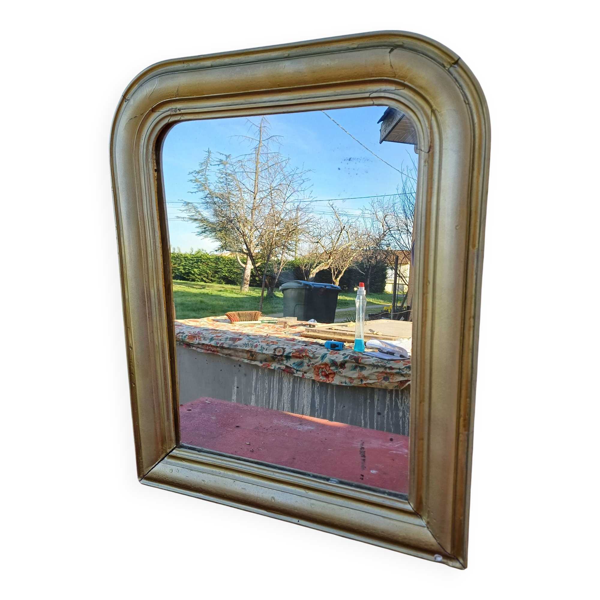 Napoleon III Mirror Wood and Gilded Stucco