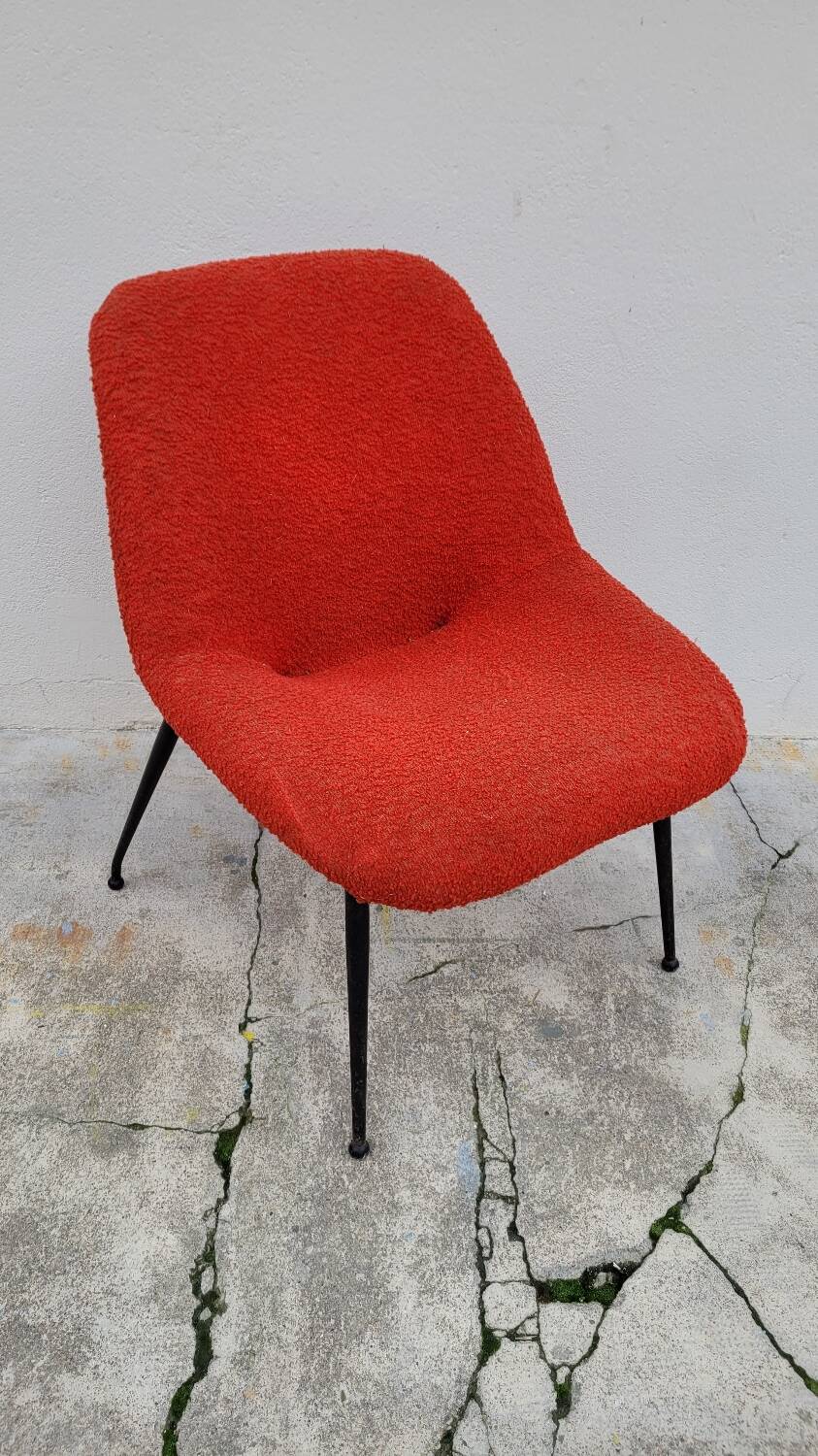 Vintage armchair in original French terry fabric - 1970s