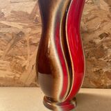 Antique verceram ceramic vase brown red beige vintage