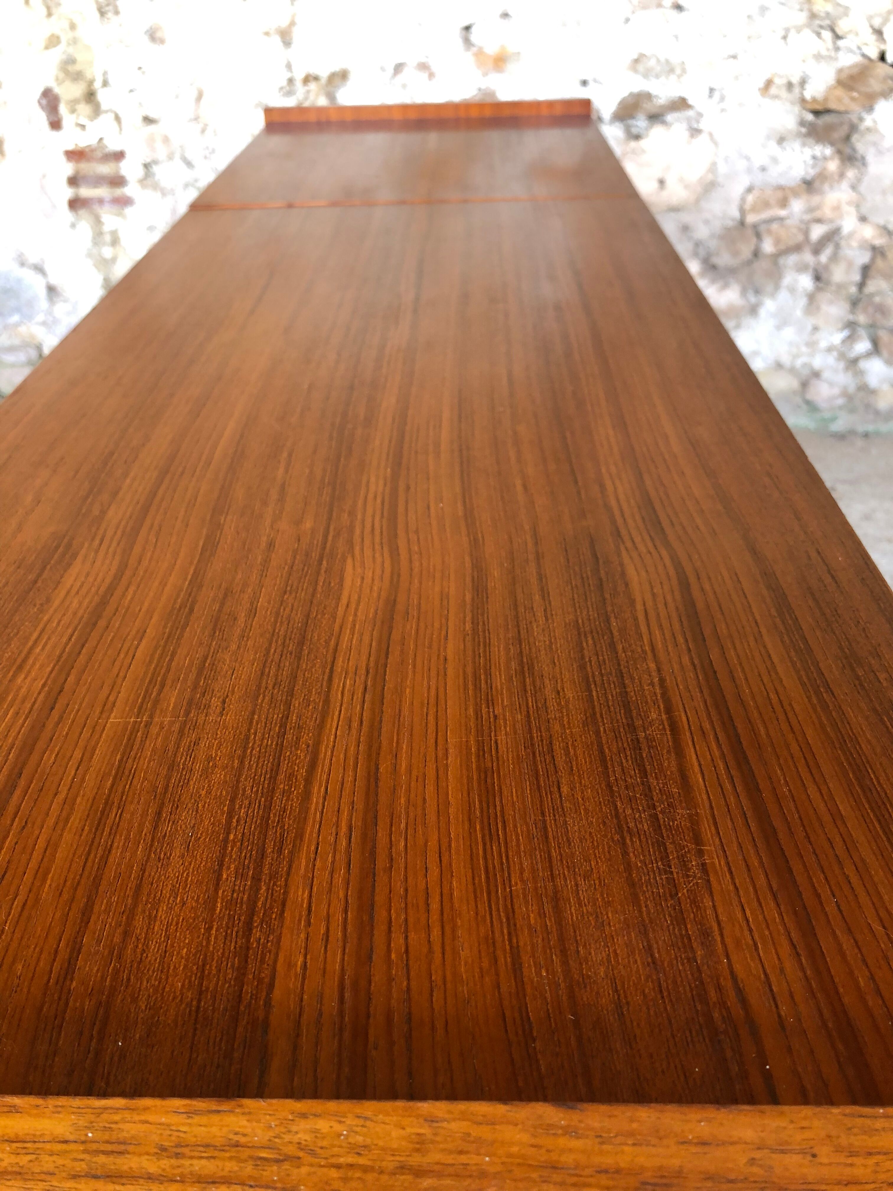 Vintage modular chest of drawers in teak and grey skaï, circa 60's