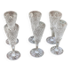 6 champagne flutes in glass and transparent crystal, antique chiseled
