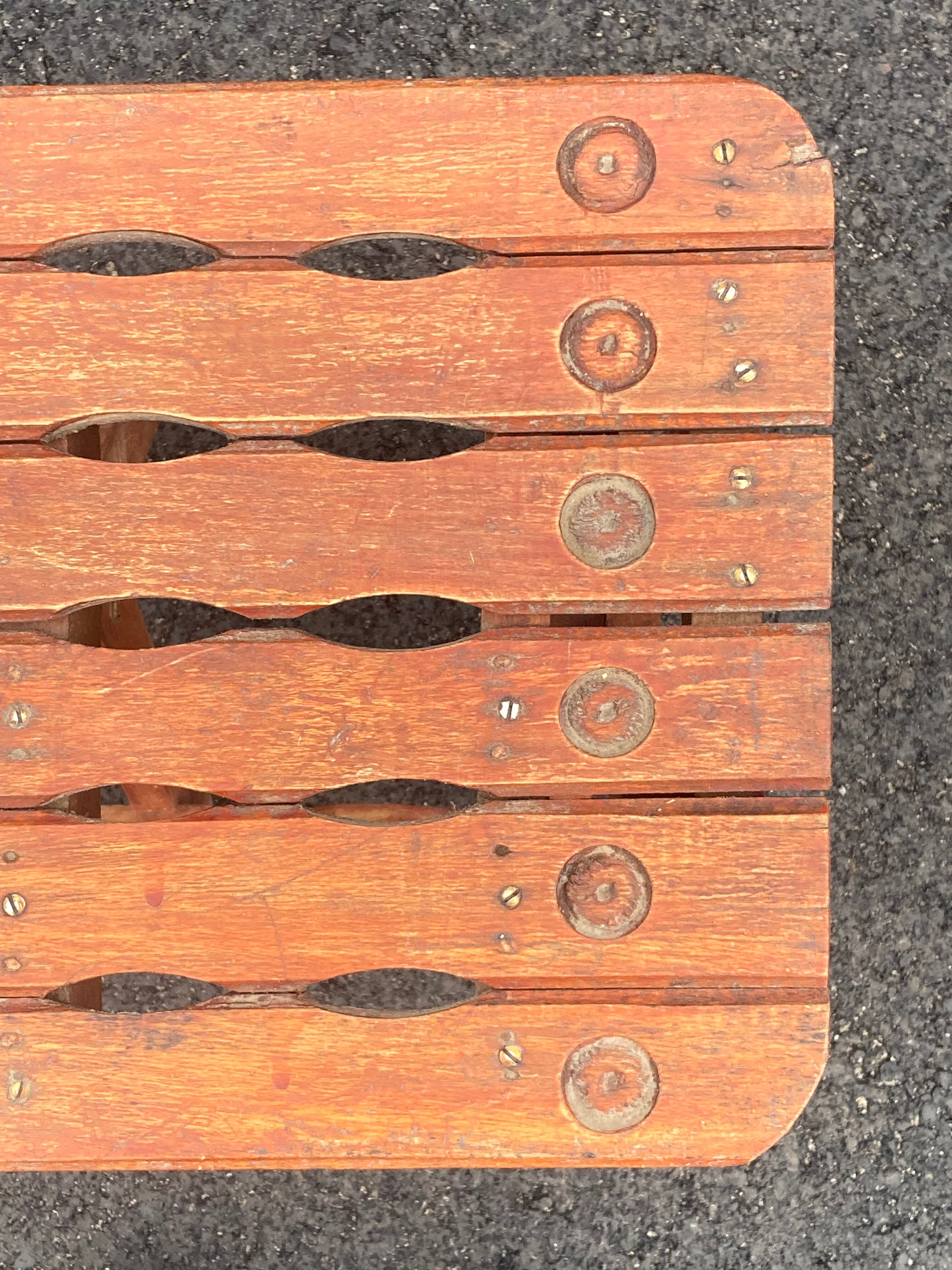 Pair of vintage folding wooden stools from Tyrol mountain