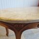 Oval coffee table - carved wood - white veined marble - Regency / Louis XV style