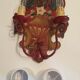 Paire d'appliques montagne vintage bois peint