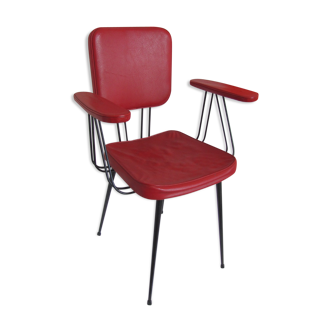 Fauteuil en skaï rouge