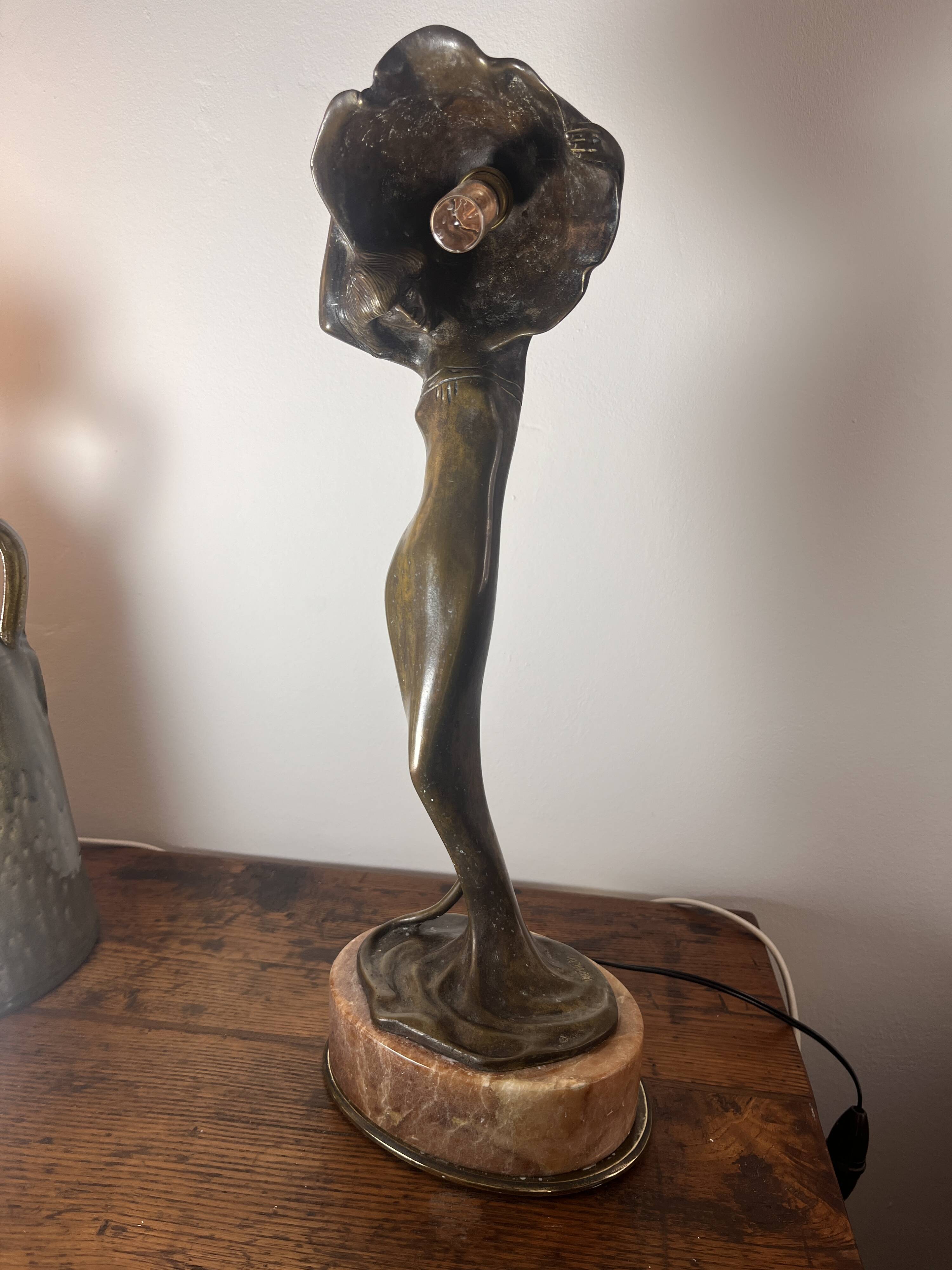 Bronze Art Nouveau lamp