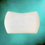 Vintage storage stool with compass legs in white faux leather and leopard velvet.