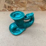 Antique vintage green ceramic candle holder