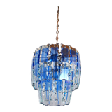 Zero Quattro chandelier, murano blue cut glass, Italy, 1970