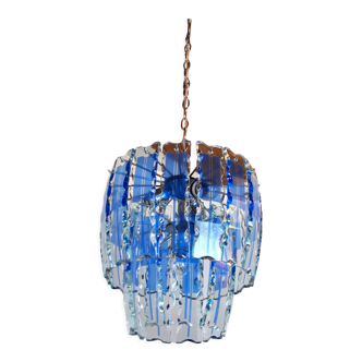 Zero Quattro chandelier, murano blue cut glass, Italy, 1970