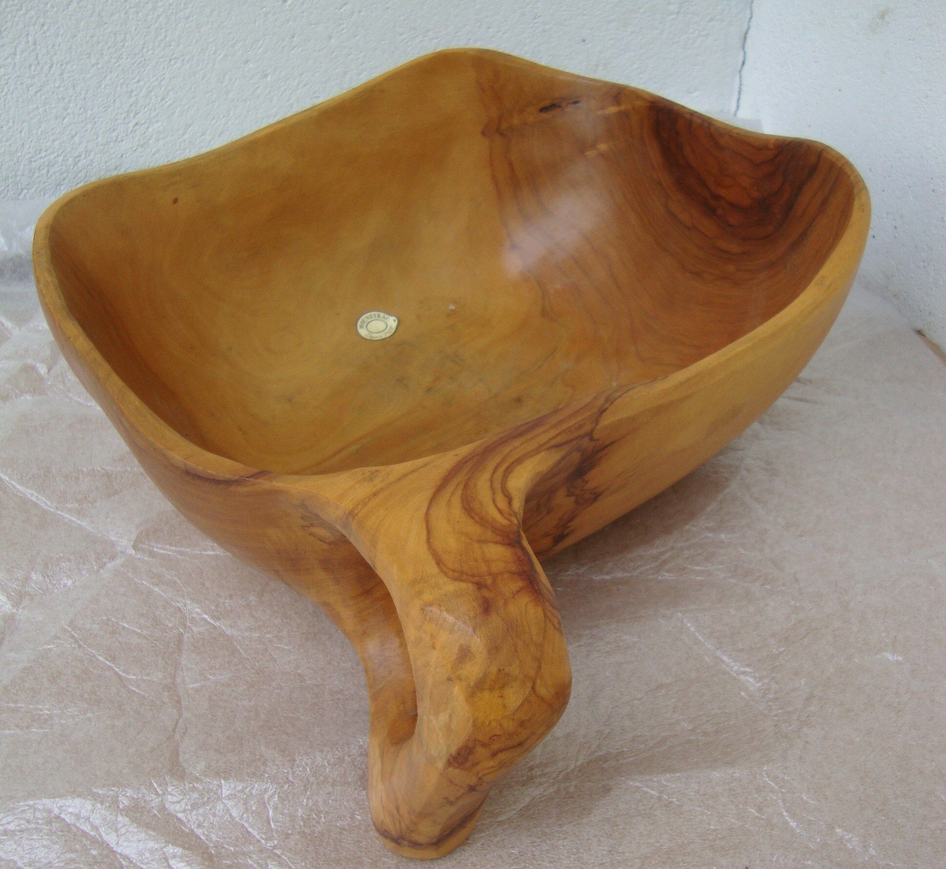Olive wood fruit cup Marked Jean paul Brain Vallauris