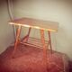 Scandinavian table with compass legs + magazine rack.