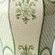 Spanish Revival Table Lamp in Green Ivory Crackle Ceramic, New Linen Shade