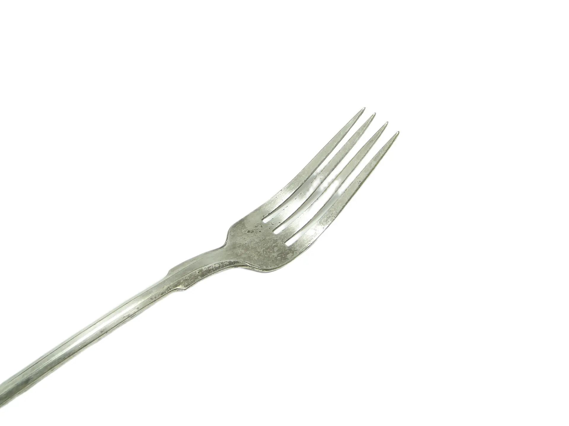 Art Deco dinner fork, silver-plated brass, Fraget, Poland, 1930s.