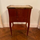 Bedside table of the 18th Louis XV period in marquetry and marble