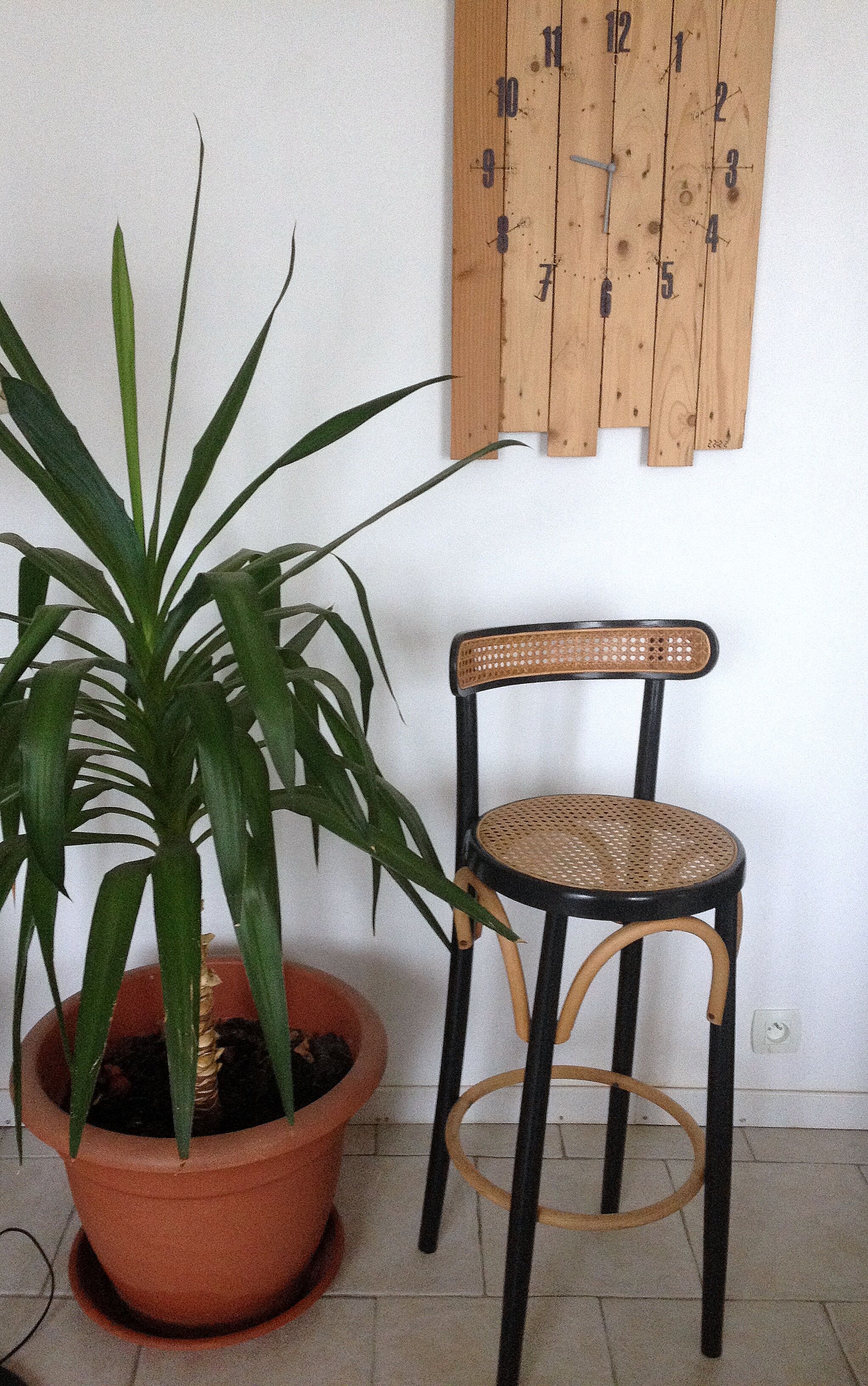 Wooden and canning bar stool