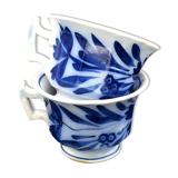 2 cups sarreguemines and digoin décor fleuri bleu