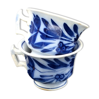 2 cups sarreguemines and digoin décor fleuri bleu