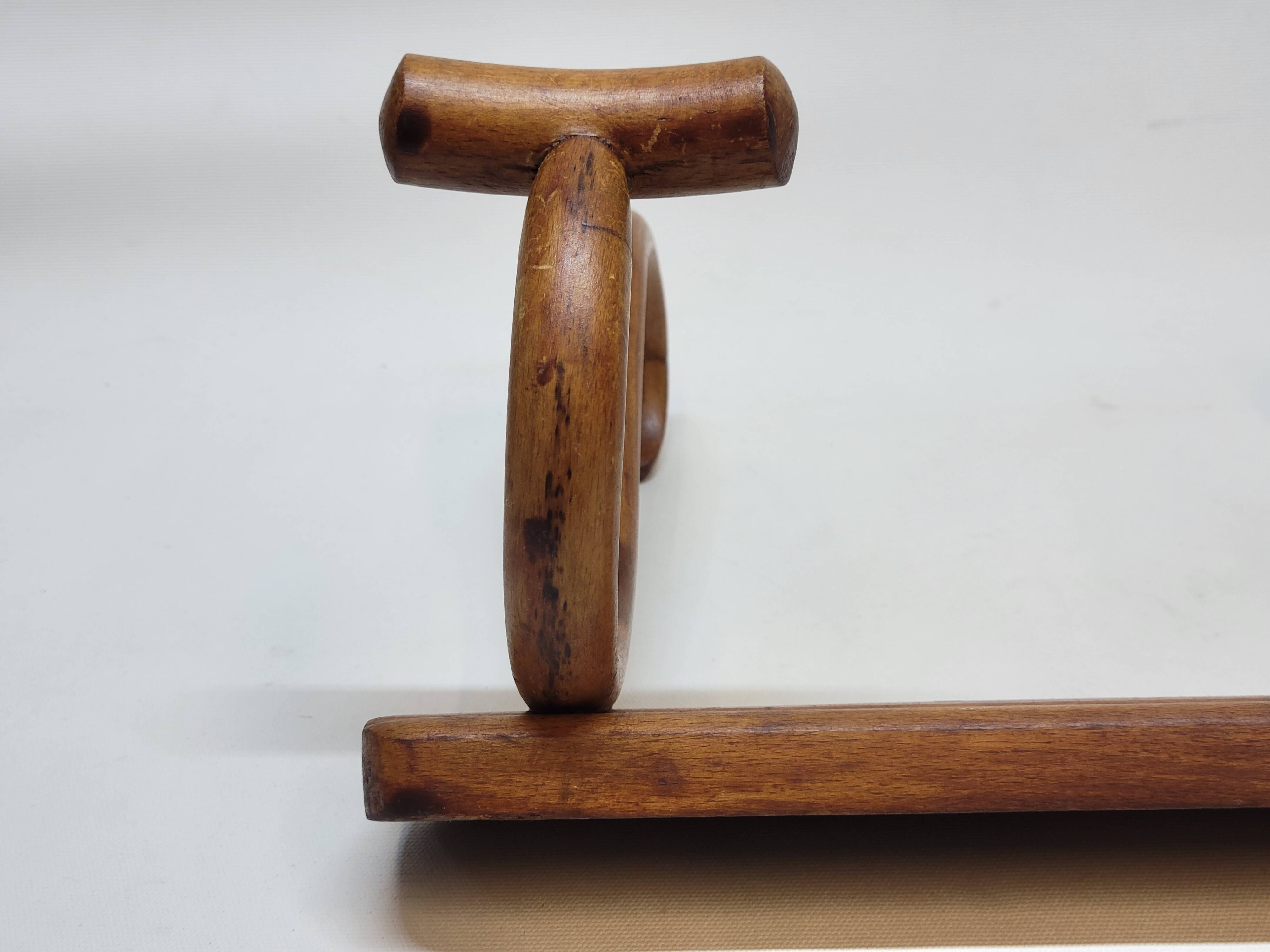 Double Bistro Coat Rack Curved Wooden Hanger Early 20th Century
