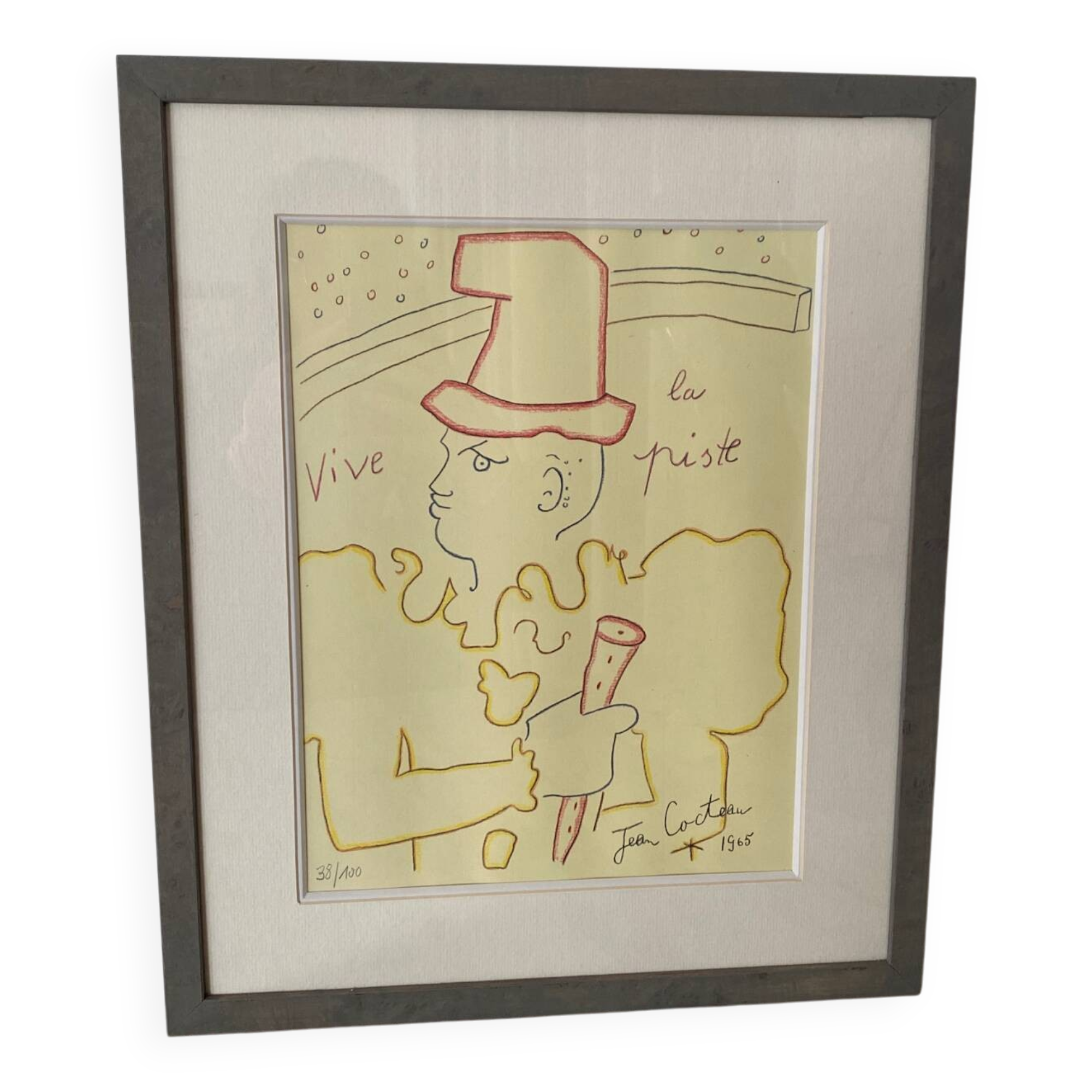 Lithograph, Long Live the Track, Jean Cocteau