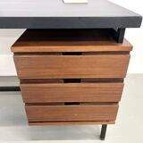Pierre Guariche desk in teak and lacquered steel
