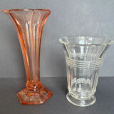 2 Art Deco vases in moulded glass