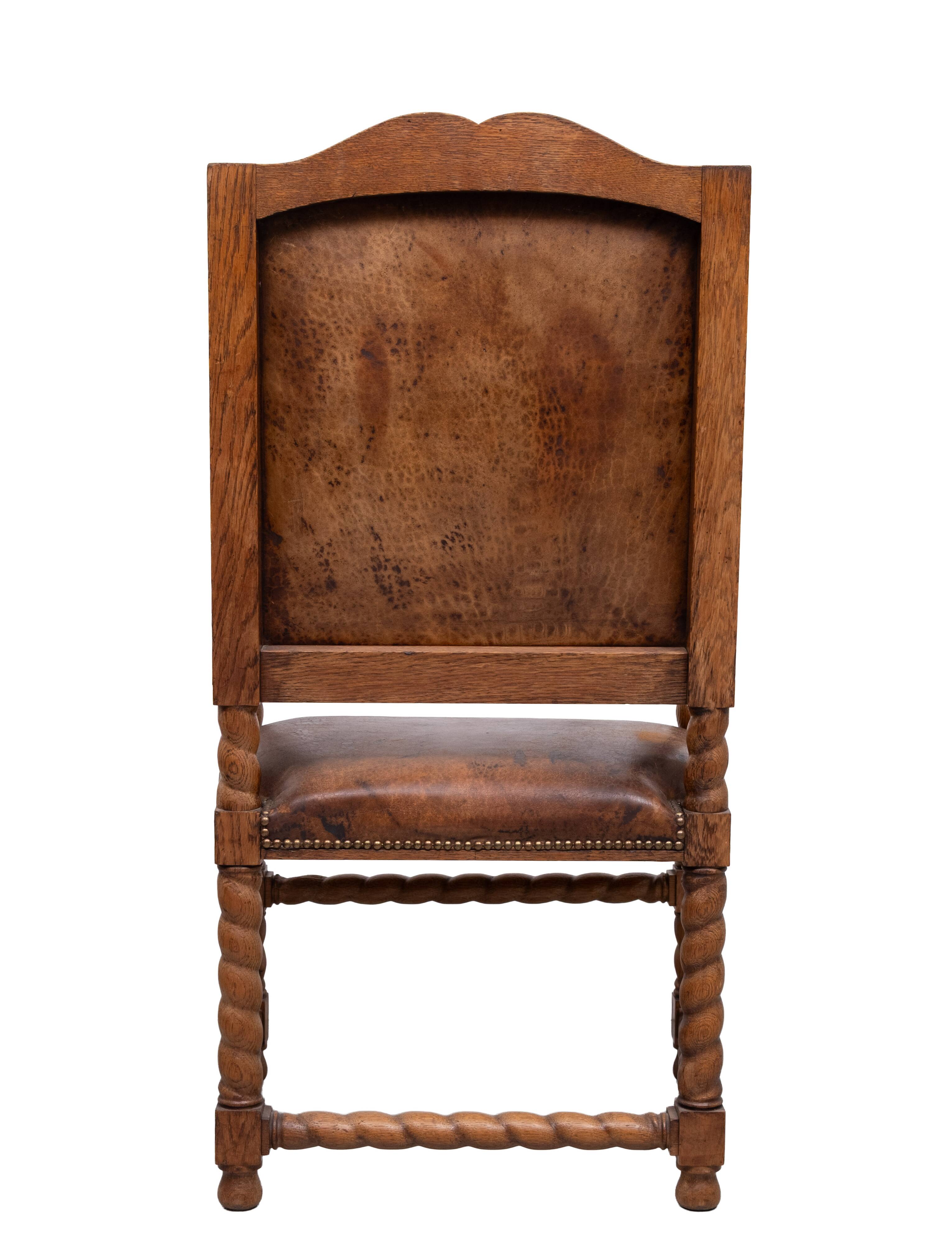 Dutch 19th Century Oak Baroque open Arm Chair