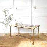 Coffee table marble onyx and gilded metal