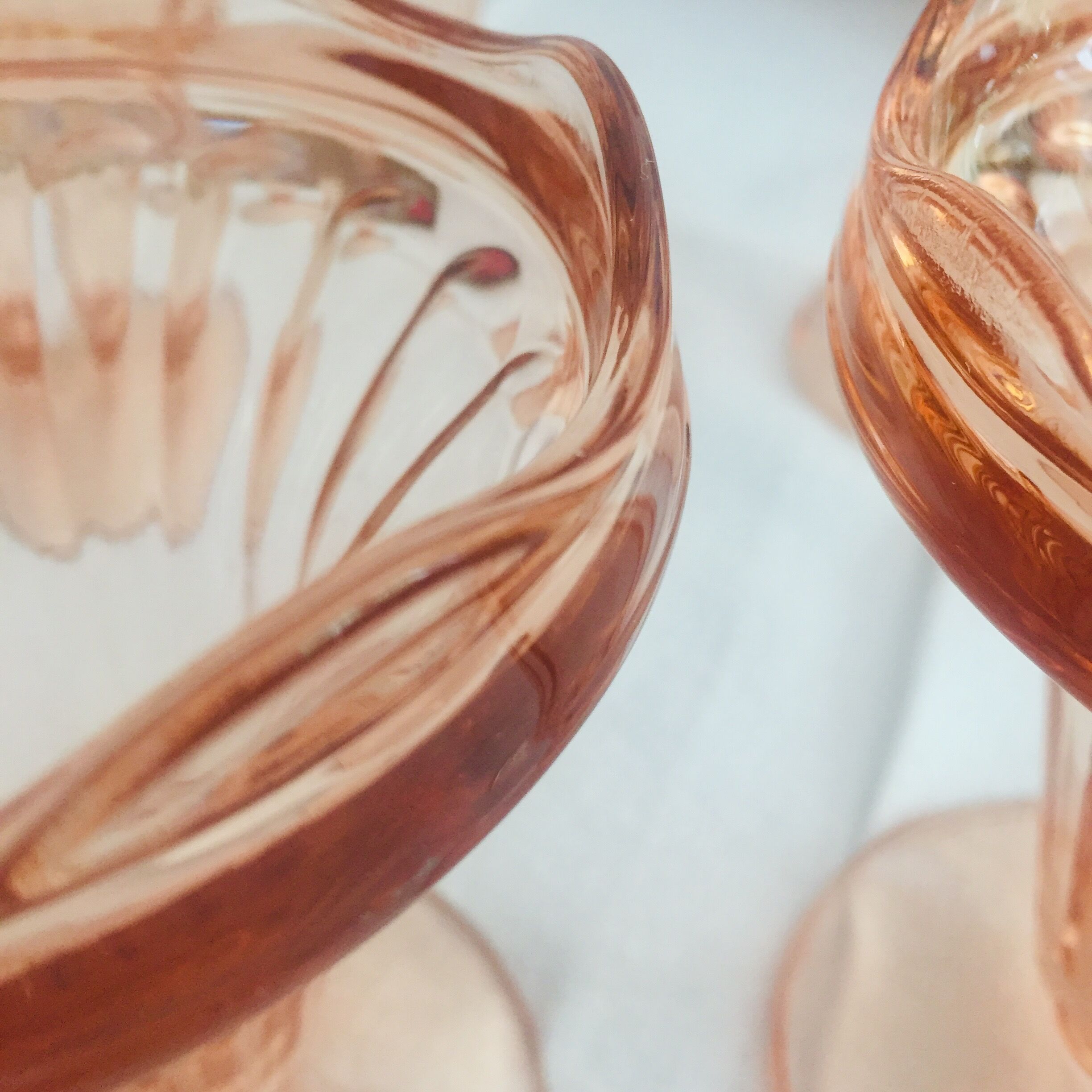 6 pink glass ice cups