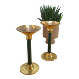 Chandeliers en laiton avec millésime vert foncé