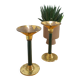 Brass candlesticks with dark green vintage