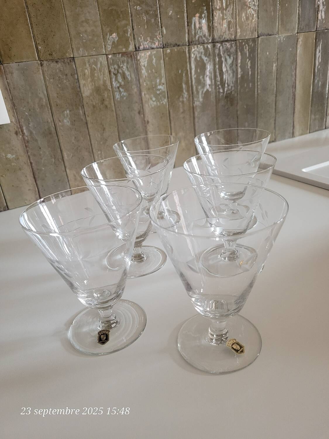 6 crystal water glasses