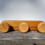 1980 pine wood wall coat rack
