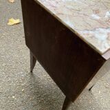 Scandinavian art deco bedside table in wood and marble