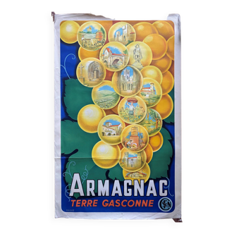 Affiche originale tourisme "Armagnac Terre de Gascogne" SNCF 62x100cm 30's