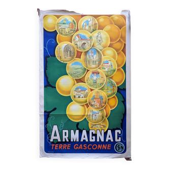 Original tourism poster "Armagnac Terre de Gascogne" SNCF 62x100cm 30's