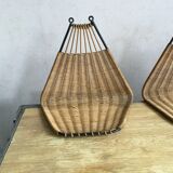 Wall shelves 50s metal and rattan