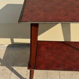 Desserte vintage rouge à roulettes années 50 pieds compas
