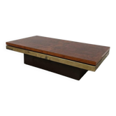 70s coffee table in brass and elm burl